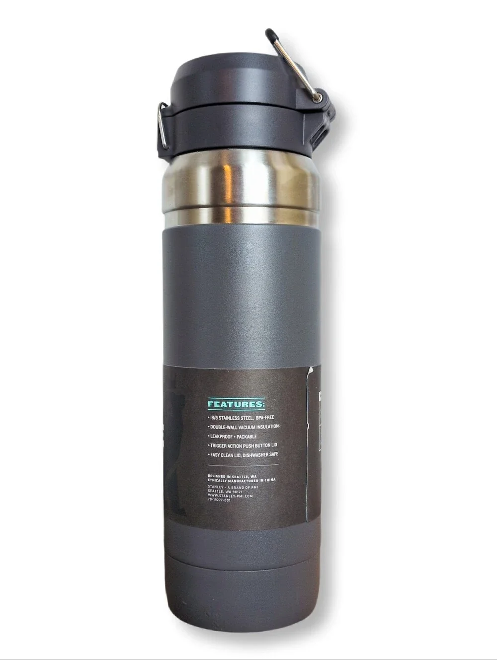 Stanley 36oz Quick Flip GO Water Bottle Charcoal Gray New w/ Tags NWT - Picture 7 of 11